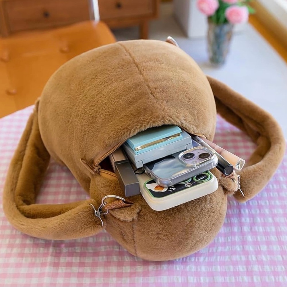 Kawaii Adorable 3D CAPYBARA Novelty Plushie Stuffed Animal Cute Backpack - Picture 6 of 6